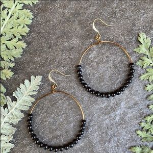 Handmade onyx hoop earrings